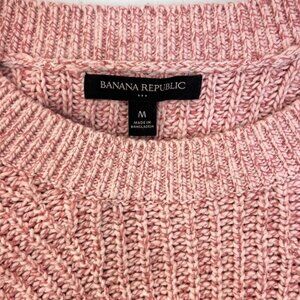 Banana Republic Women Chunky Crew Neck Pink Wool Cotton M